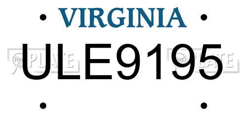 ULE9195 Virginia License Plate