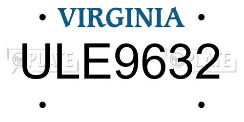 ULE9632 Virginia License Plate