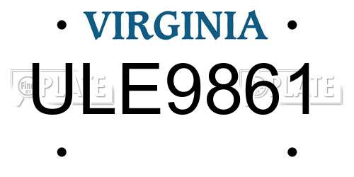 ULE9861 Virginia License Plate