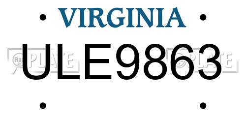 ULE9863 Virginia License Plate