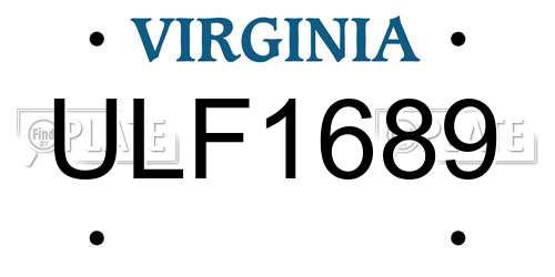 ULF1689 Virginia License Plate