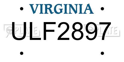 ULF2897 Virginia License Plate