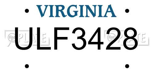 ULF3428 Virginia License Plate
