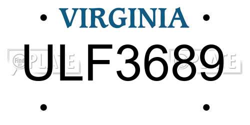 ULF3689 Virginia License Plate