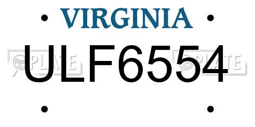 ULF6554 Virginia License Plate