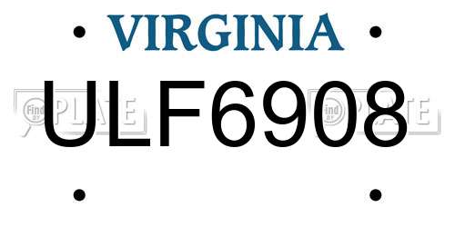 ULF6908 Virginia License Plate