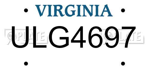 ULG4697 Virginia License Plate