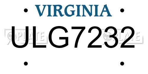 ULG7232 Virginia License Plate