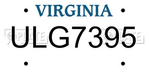 ULG7395 Virginia License Plate