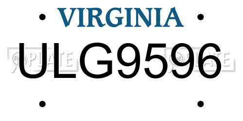 ULG9596 Virginia License Plate