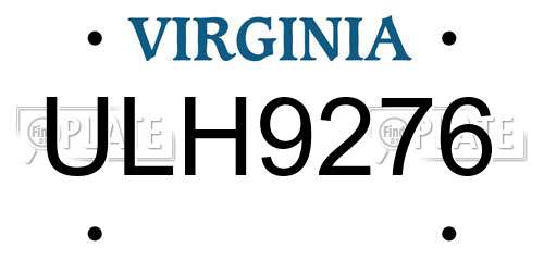 ULH9276 Virginia License Plate