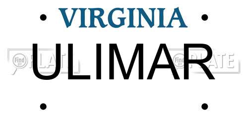 ULIMAR Virginia License Plate