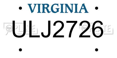 ULJ2726 Virginia License Plate
