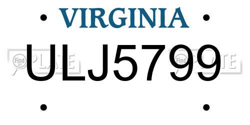 ULJ5799 Virginia License Plate