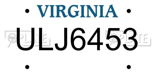 ULJ6453 Virginia License Plate