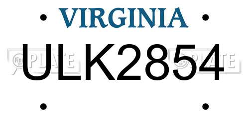 ULK2854 Virginia License Plate