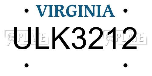 ULK3212 Virginia License Plate