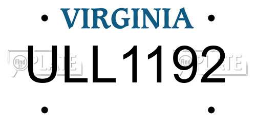 ULL1192 Virginia License Plate