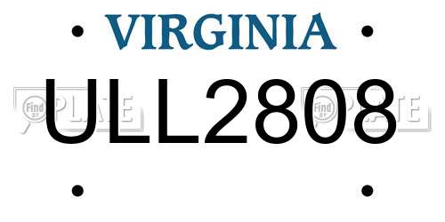 ULL2808 Virginia License Plate