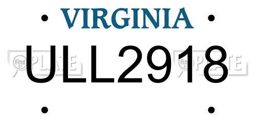 ULL2918 Virginia License Plate