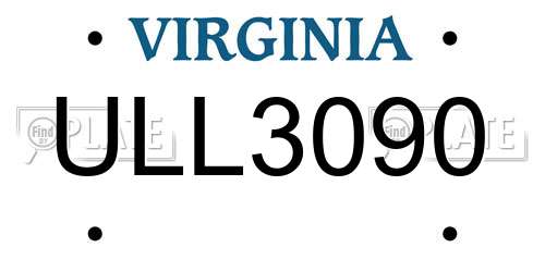 ULL3090 Virginia License Plate