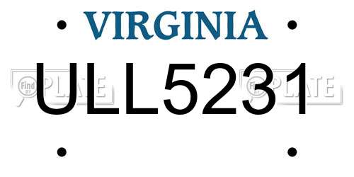ULL5231 Virginia License Plate