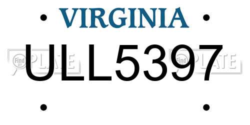 ULL5397 Virginia License Plate