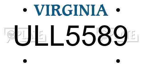 ULL5589 Virginia License Plate