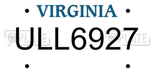 ULL6927 Virginia License Plate