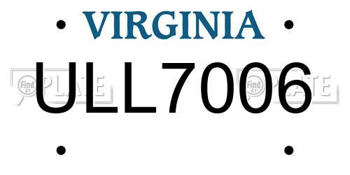 ULL7006 Virginia License Plate