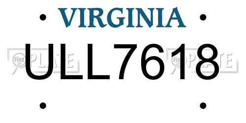 ULL7618 Virginia License Plate