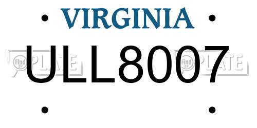 ULL8007 Virginia License Plate