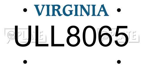 ULL8065 Virginia License Plate