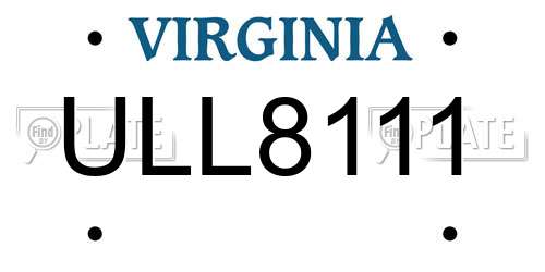 ULL8111 Virginia License Plate