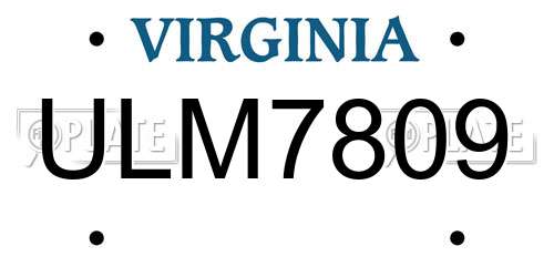 ULM7809 Virginia License Plate