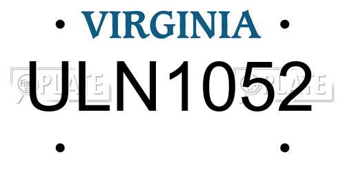 ULN1052 Virginia License Plate