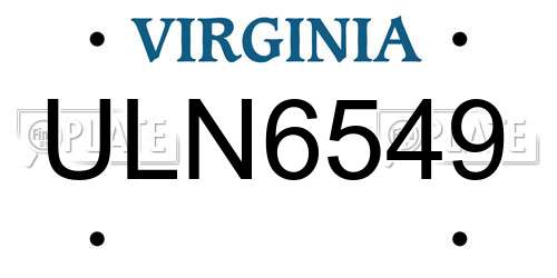 ULN6549 Virginia License Plate