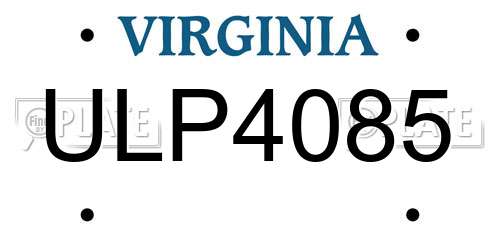 ULP4085 Virginia License Plate
