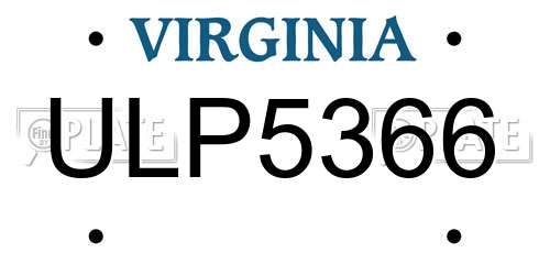 ULP5366 Virginia License Plate