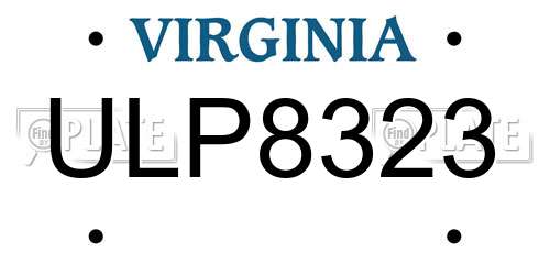 ULP8323 Virginia License Plate