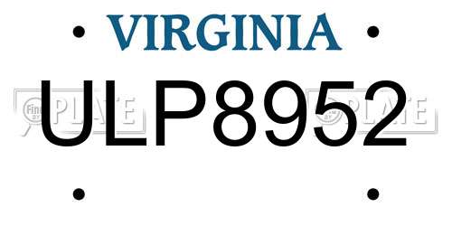 ULP8952 Virginia License Plate