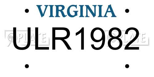 ULR1982 Virginia License Plate