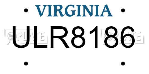 ULR8186 Virginia License Plate