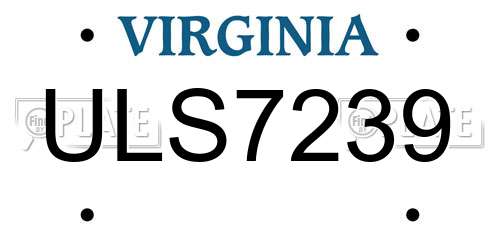 ULS7239 Virginia License Plate