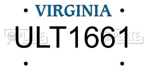ULT1661 Virginia License Plate