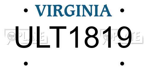 ULT1819 Virginia License Plate