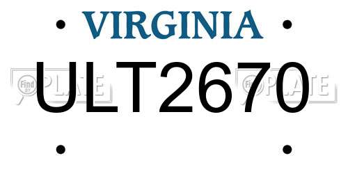 ULT2670 Virginia License Plate