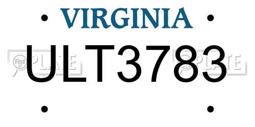 ULT3783 Virginia License Plate