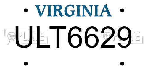 ULT6629 Virginia License Plate
