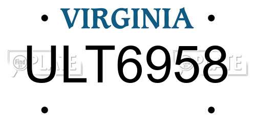 ULT6958 Virginia License Plate